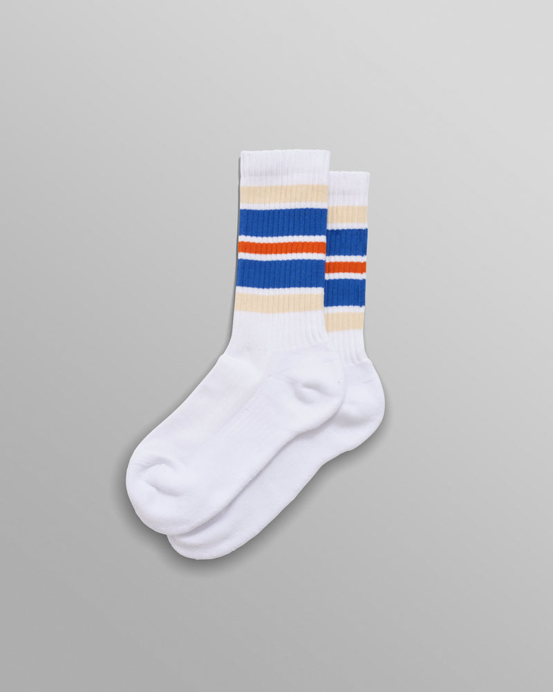 wax london Trek Sock White/Multi Sports Stripe