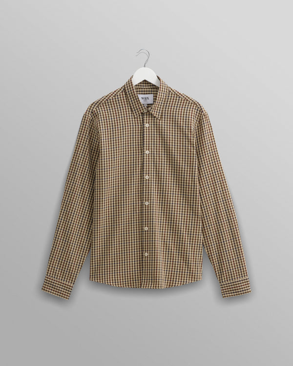 wax london Trin - Beige Check Cotton Shirt