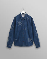 wax london Trin - Blue Geometrical Embroidered Denim Shirt