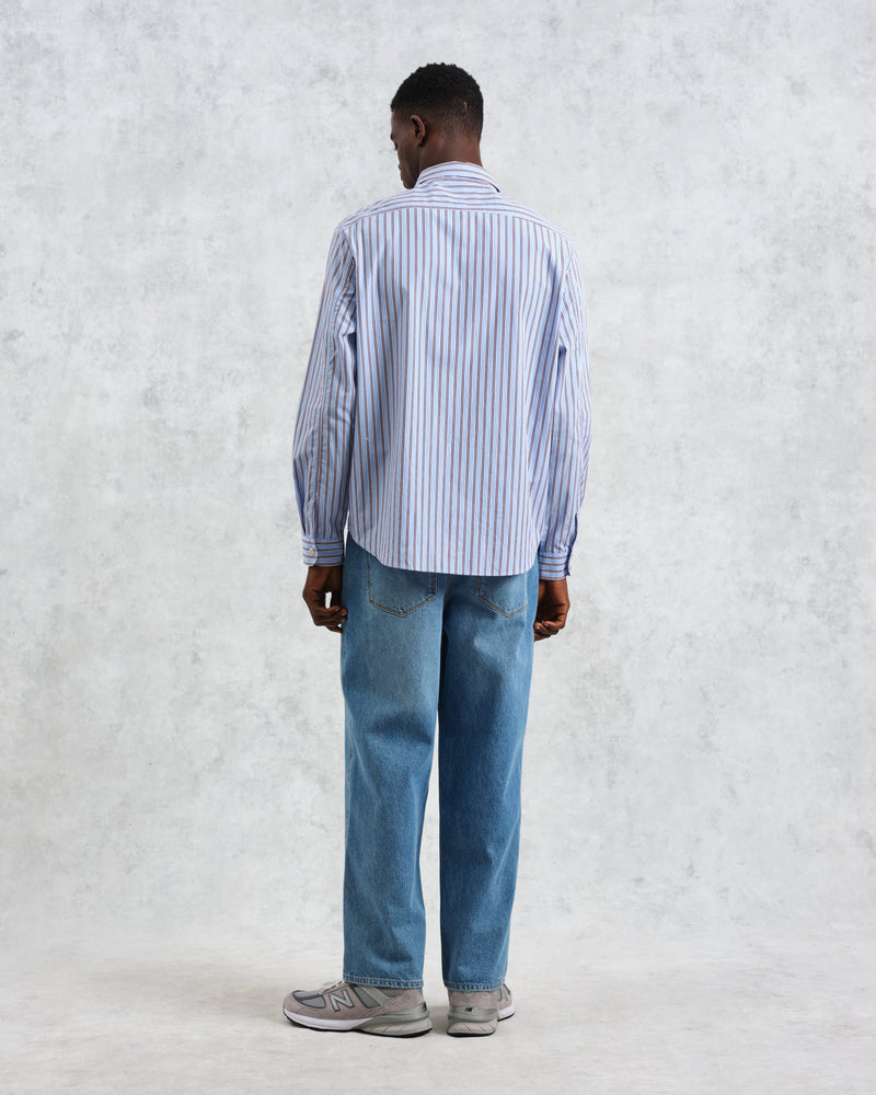 wax london Trin - Blue Striped Cotton Shirt