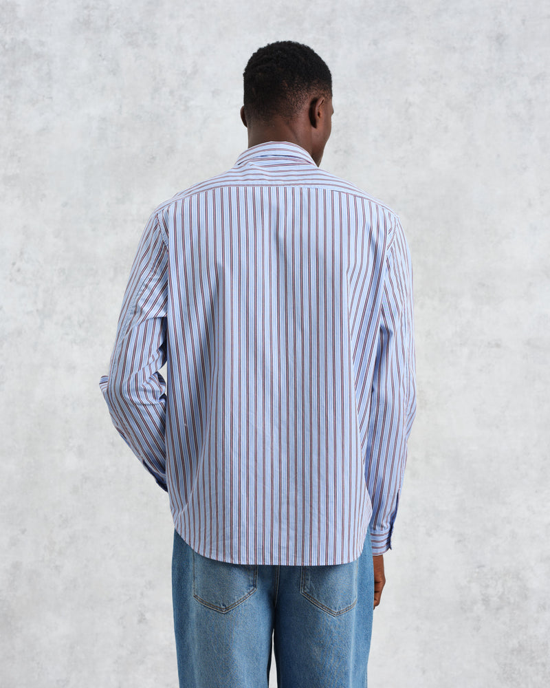 wax london Trin - Blue Striped Cotton Shirt