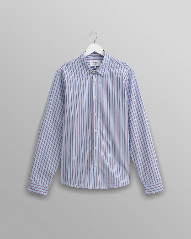 wax london Trin - Blue Striped Cotton Shirt