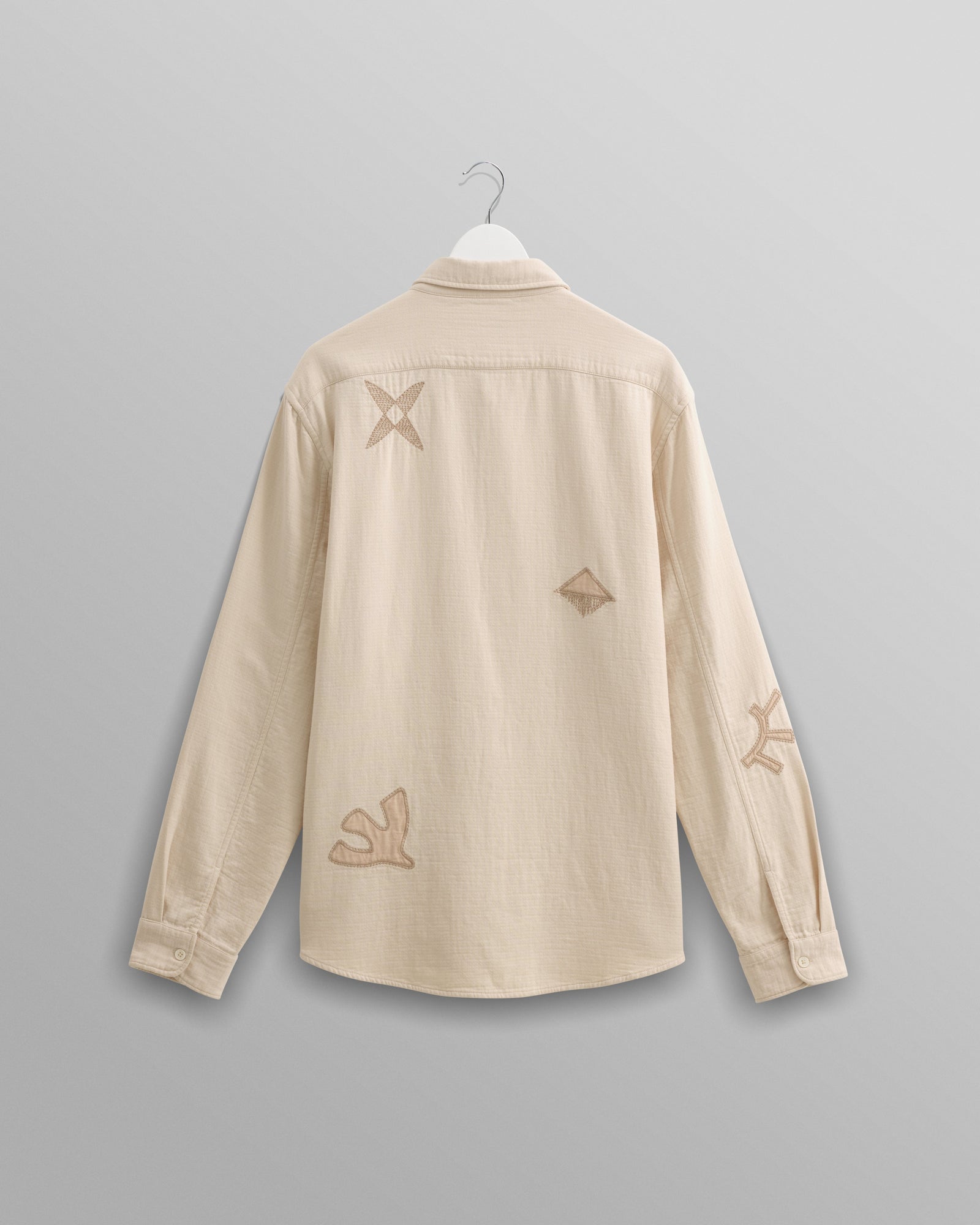 Trin - Ecru Doodle Applique Embroidered Shirt | Wax London