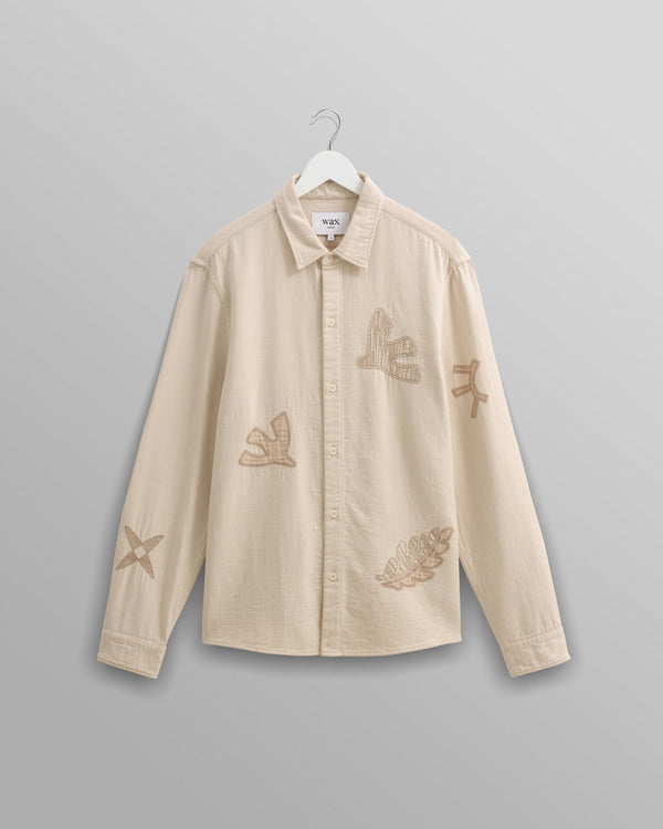 wax london Trin - Ecru Doodle Applique Embroidered Shirt