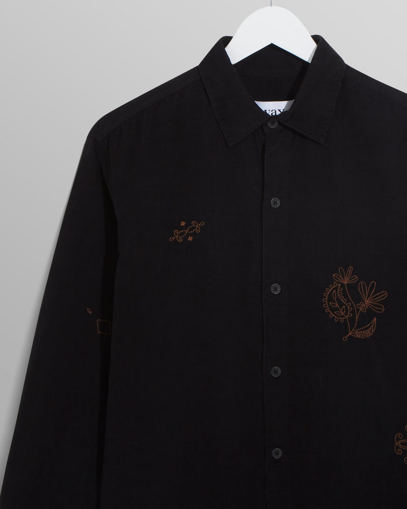 wax london Trin Shirt Black Doodle Cord