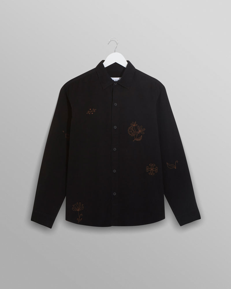 wax london Trin Shirt Black Doodle Cord