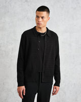 wax london Tristan - Black Cable Stitch Knitted Shirt