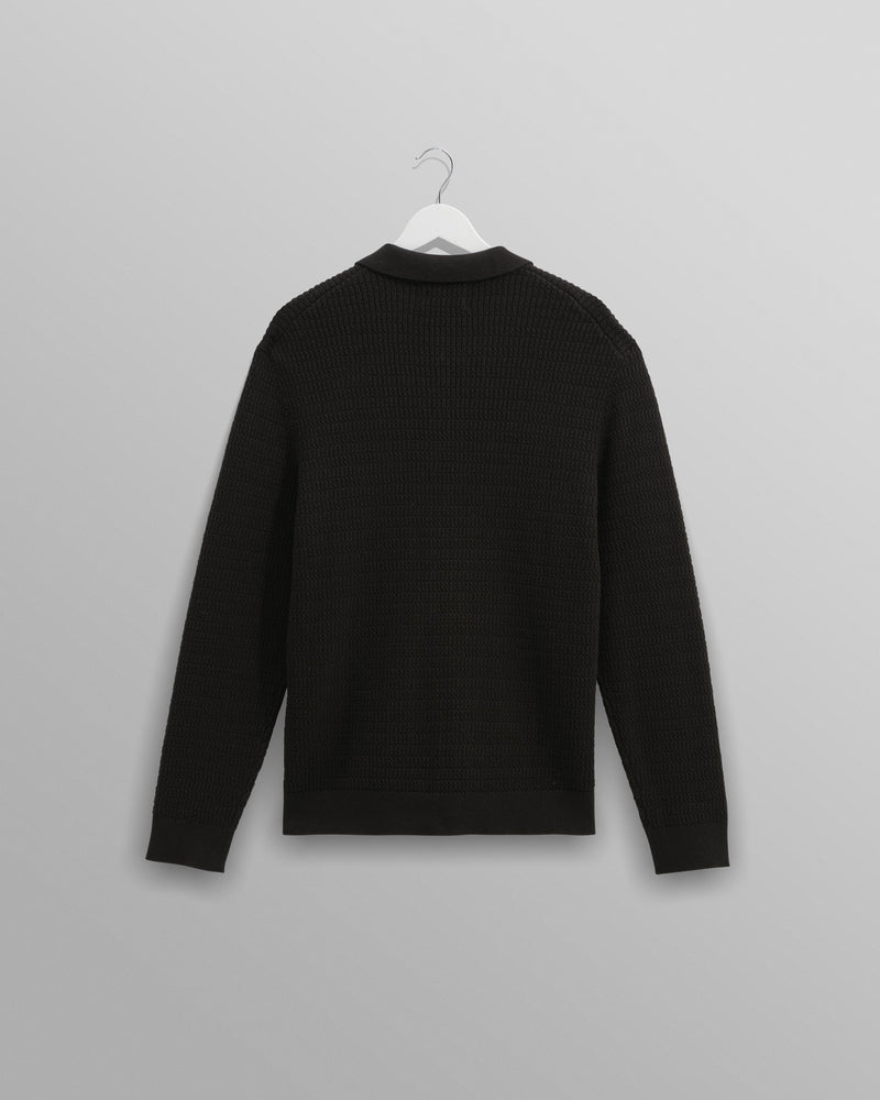 wax london Tristan - Black Cable Stitch Knitted Shirt