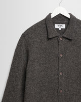 wax london men's Tristan - Charcoal Fluffy Long-Sleeve Knitted Polo