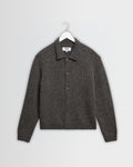 Tristan - Charcoal Fluffy Long-Sleeve Knitted Polo