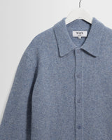 wax london men's Tristan - Light Blue Fluffy Long-Sleeve Knitted Polo