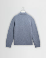 wax london men's Tristan - Light Blue Fluffy Long-Sleeve Knitted Polo