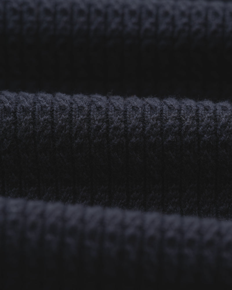 wax london Tristan - Navy Cable Stitch Knitted Shirt