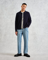 wax london Tristan - Navy Cable Stitch Knitted Shirt