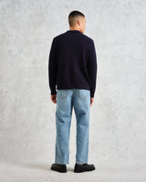 wax london Tristan - Navy Cable Stitch Knitted Shirt