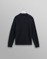 wax london Tristan - Navy Cable Stitch Knitted Shirt