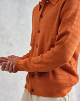 wax london Tristan - Rust Cable Stitch Knitted Shirt