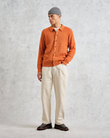 wax london Tristan - Rust Cable Stitch Knitted Shirt