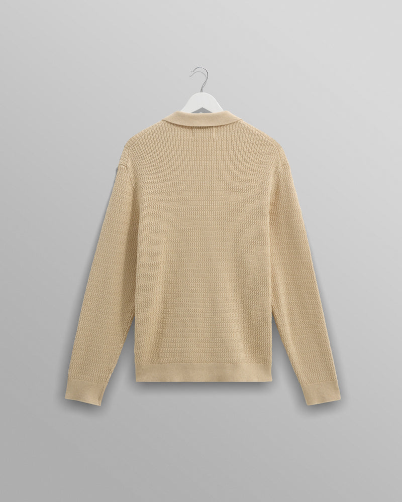 wax london Tristan - Sand Cable Stitch Knitted Shirt