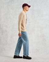 wax london Tristan - Sand Cable Stitch Knitted Shirt