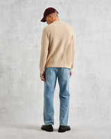 wax london Tristan - Sand Cable Stitch Knitted Shirt