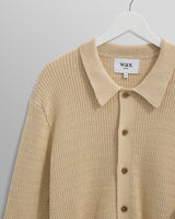 wax london Tristan - Sand Cable Stitch Knitted Shirt