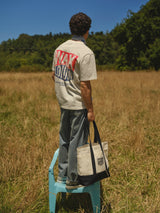 wax london men's Truman - Ecru And Navy Canvas Tote Bag