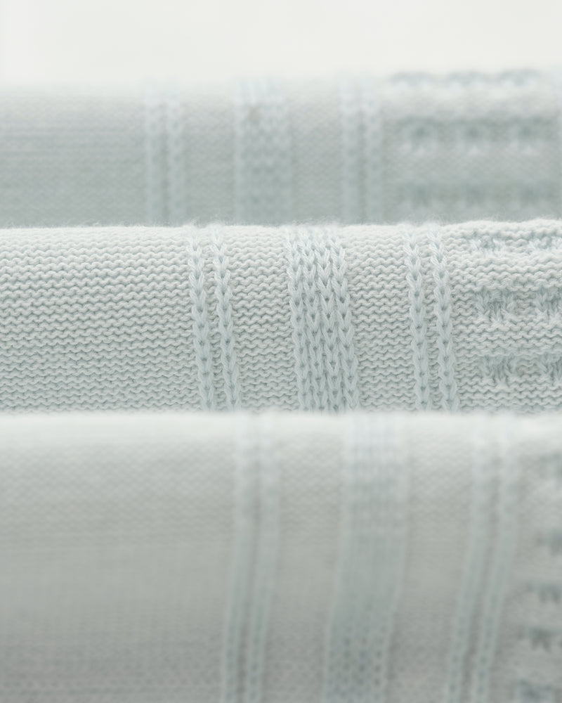 wax london men's Turin - Blue And Ecru Retro Stripe Knitted Cotton Polo