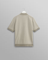 wax london Turin - Light Khaki Ladder Stripe Knitted Cotton Polo