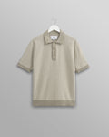 Turin - Light Khaki Ladder Stripe Knitted Cotton Polo