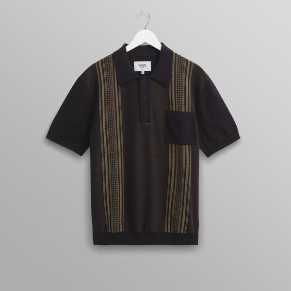 トップス ANATOMICA 18SS Knit Polo-Navy/3 Silk & Cotton Blend Ribbed Polo Shirt (Navy Blue) – Ainsley