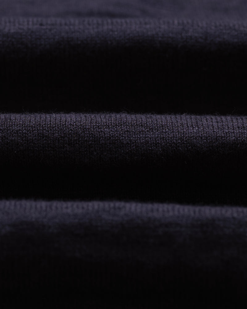 wax london men's Turin - Navy Slub Knitted Cotton And Linen Polo