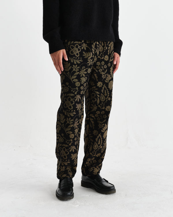 wax london men's Tyne - Black And Khaki Chenille Jacquard Trousers