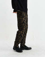 wax london men's Tyne - Black And Khaki Chenille Jacquard Trousers