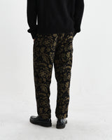 wax london men's Tyne - Black And Khaki Chenille Jacquard Trousers
