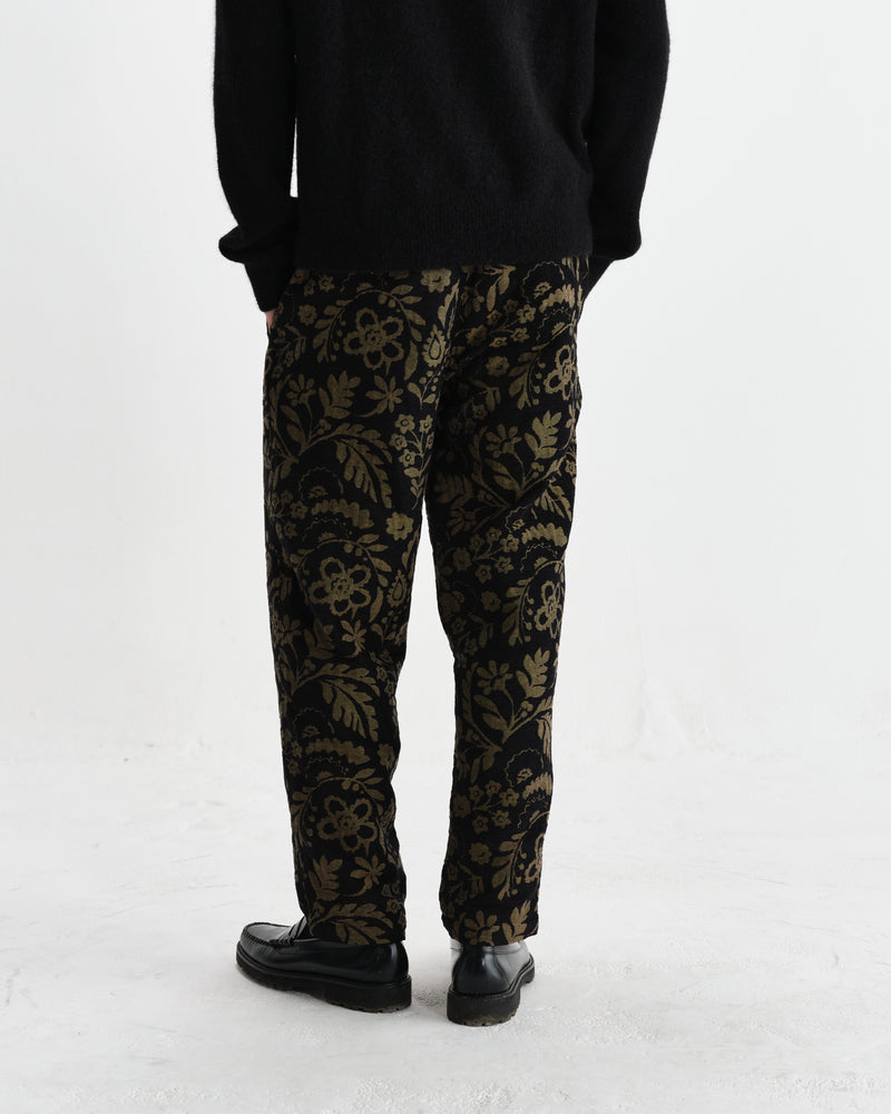 wax london men's Tyne - Black And Khaki Chenille Jacquard Trousers