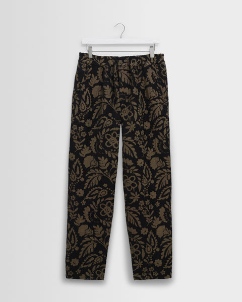 Tyne - Black And Khaki Chenille Jacquard Trousers