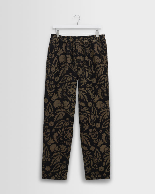 wax london men's Tyne - Black And Khaki Chenille Jacquard Trousers
