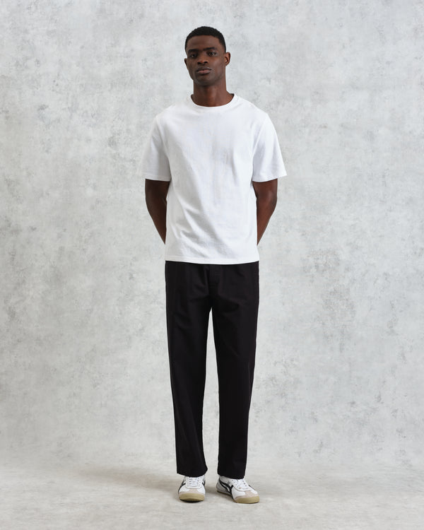 wax london men's Tyne - Black Linen Ripstop Trousers