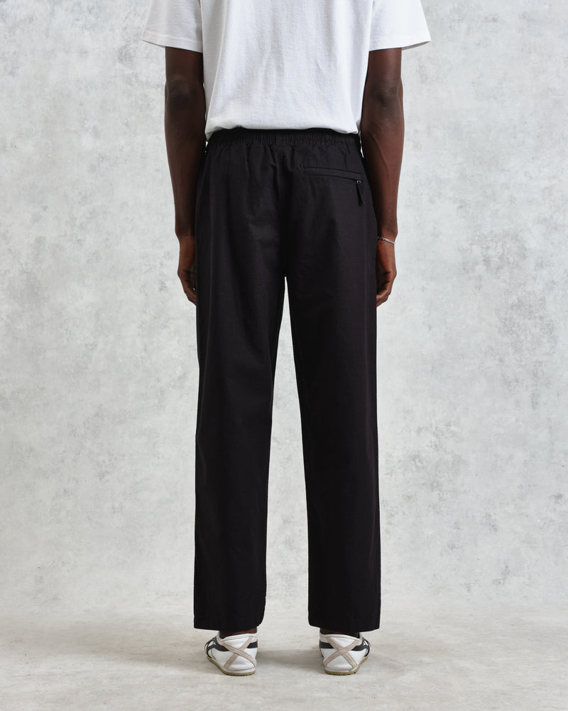wax london men's Tyne - Black Linen Ripstop Trousers