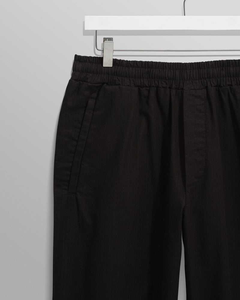 wax london men's Tyne - Black Linen Ripstop Trousers