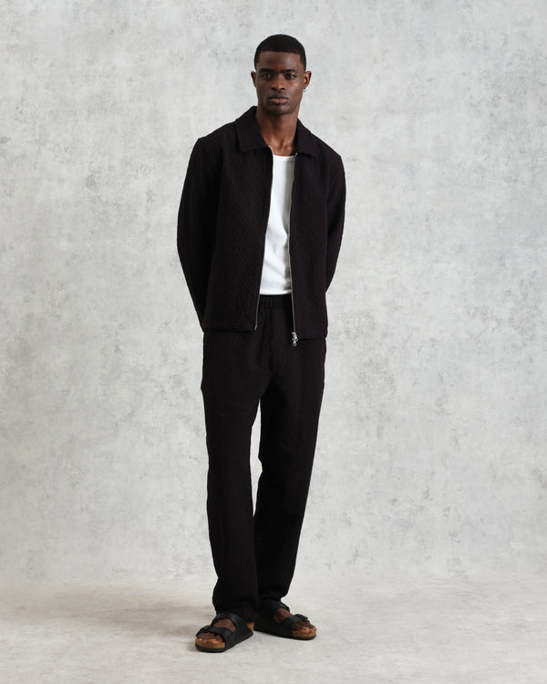 wax london Tyne - Black Floral Diamond Cotton Trousers