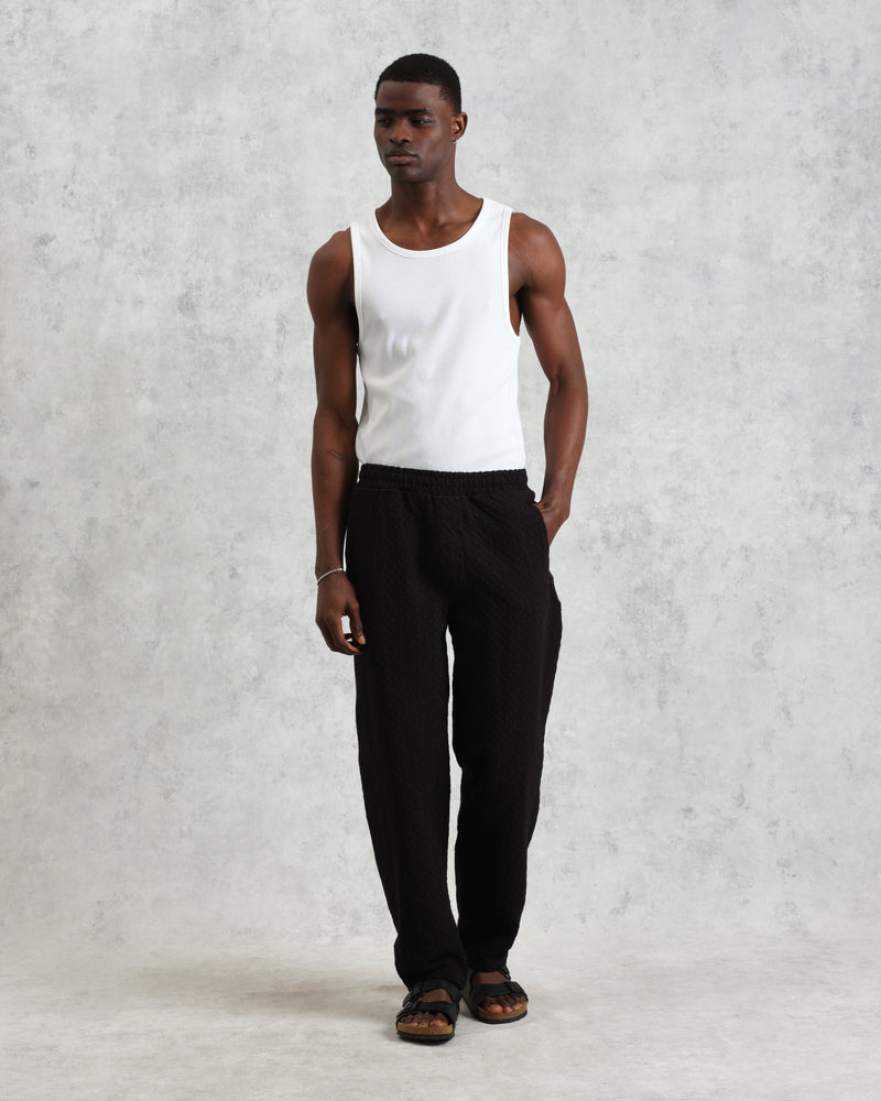 wax london Tyne - Black Floral Diamond Cotton Trousers