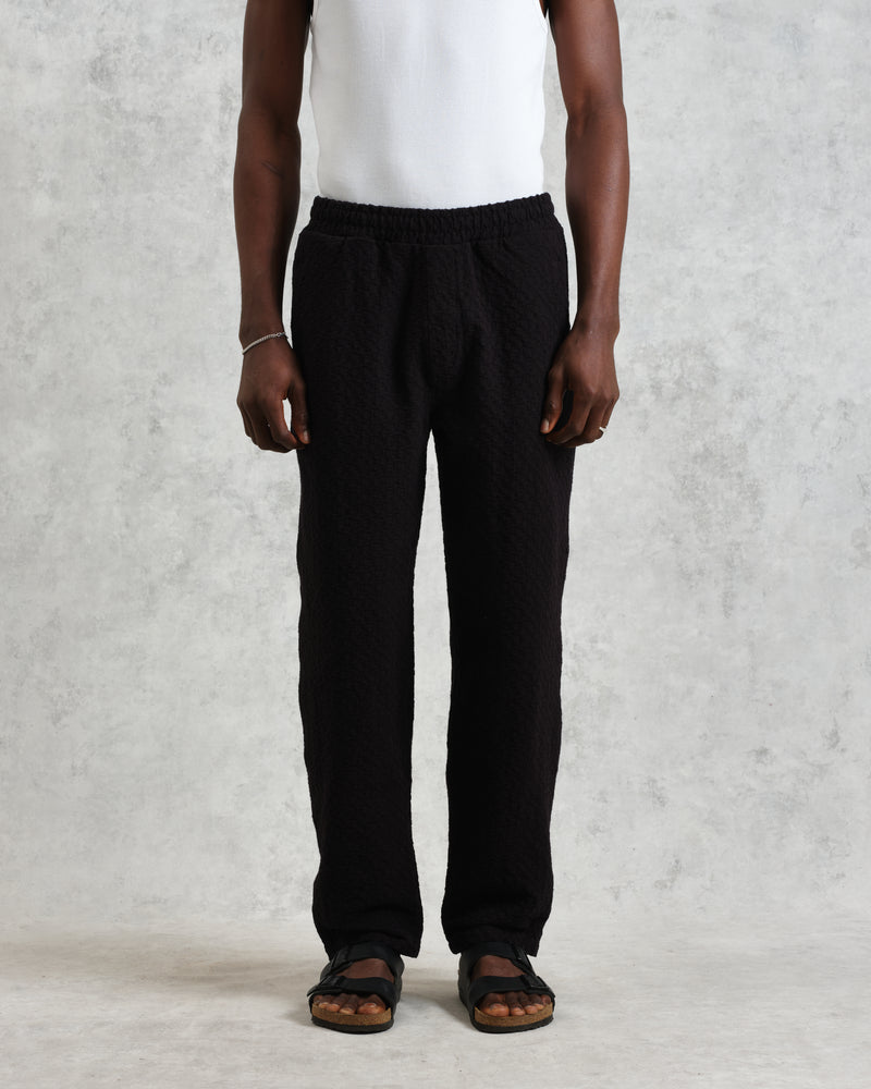 wax london Tyne - Black Floral Diamond Cotton Trousers