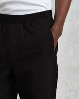 wax london Tyne - Black Floral Diamond Cotton Trousers