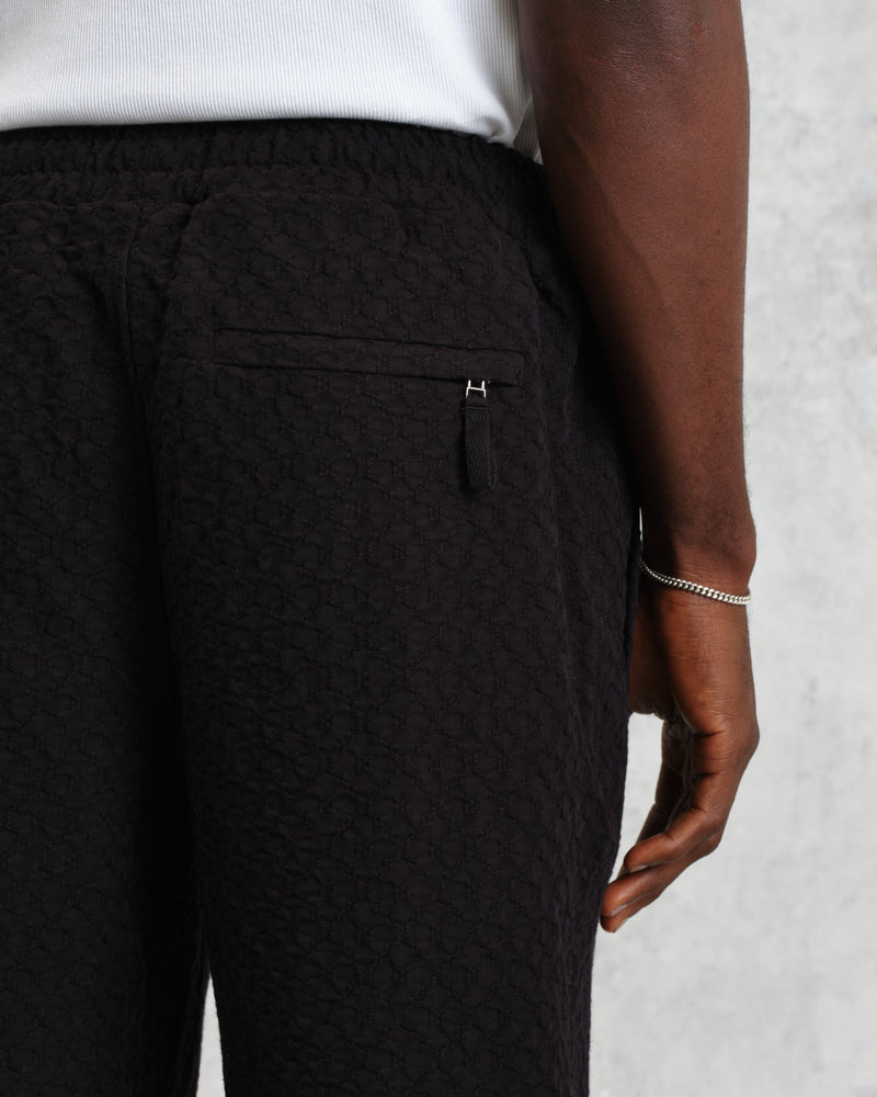 wax london Tyne - Black Floral Diamond Cotton Trousers
