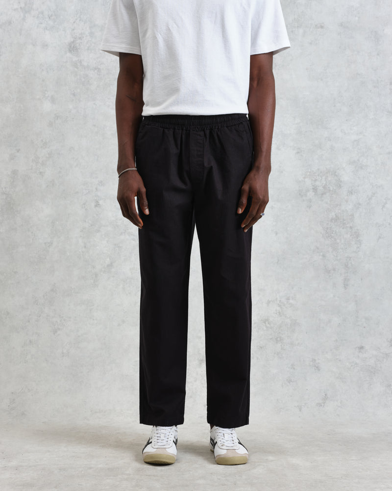 wax london Tyne - Black Linen Ripstop Trousers