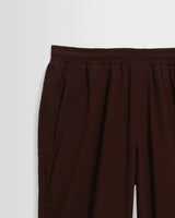 Tyne - Dark Brown Cotton Poplin Loose Fit Trousers