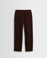 Tyne - Dark Brown Cotton Poplin Loose Fit Trousers