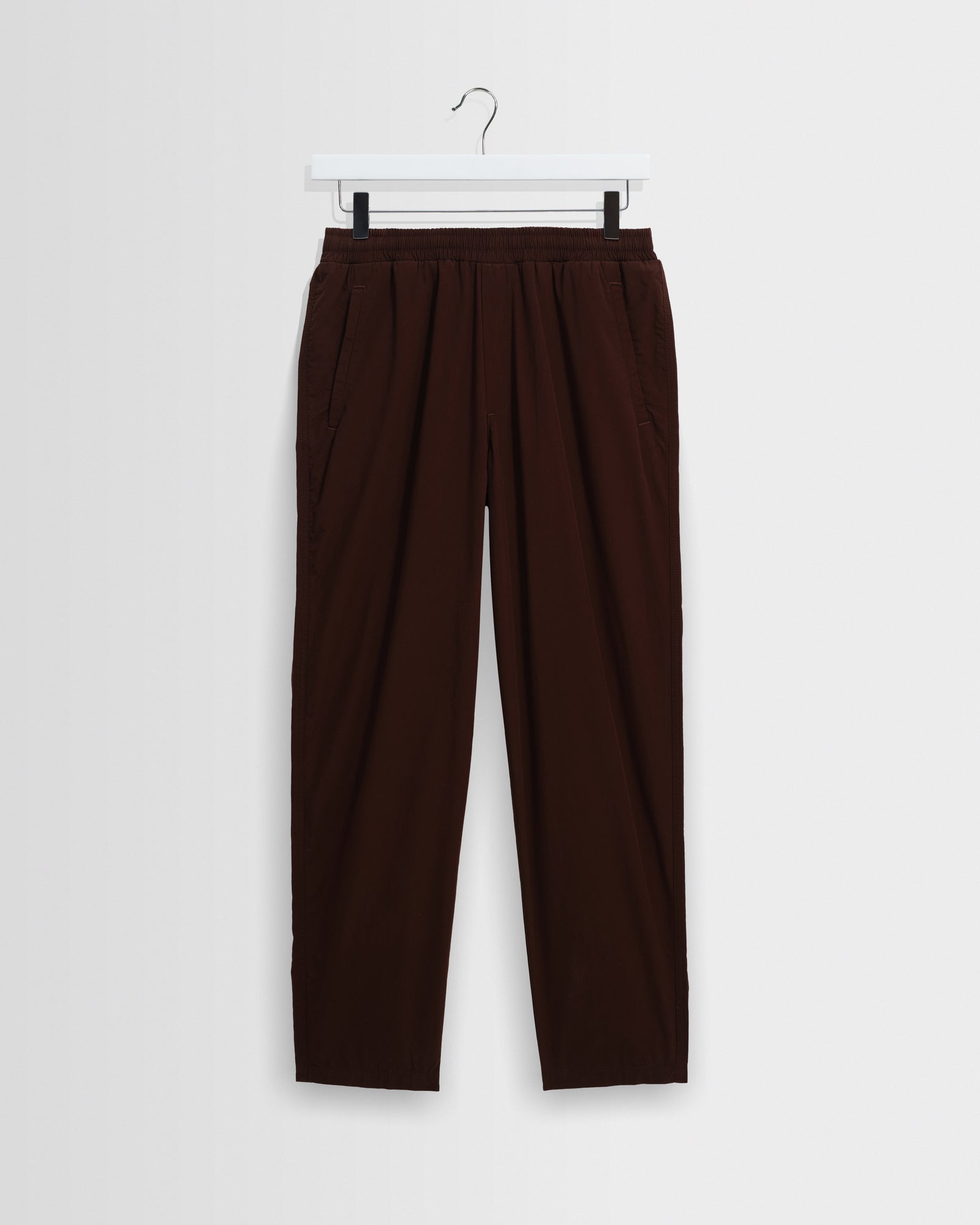 Men's Dark Brown Cotton Poplin Loose Fit Trousers | Wax London